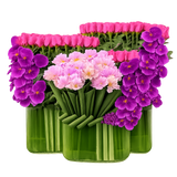 AF 1950-1  Pink Roses & Orchids in Green Glass Vase – Delivery Miami Same Day