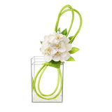 AF 220-1 White Phalaenopsis Orchid Modern Loop Flower Arrangement in Clear Glass Vase