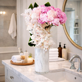 AF 300-10 Pink Peonies & White Orchids in Marble Vase – Delivery Miami Same Day