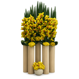 AF 890-1 Yellow Cymbidium Orchid in Bamboo Vase – Delivery Miami Same Day