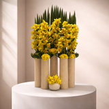 AF 890-1 Yellow Cymbidium Orchid in Bamboo Vase – Delivery Miami Same Day
