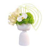 AFG1 75-2 White Calla & Orchid Sculptural Flower Arrangement in Ceramic Vase