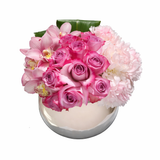 AFM150-3 Blush Rose & Orchid Round Vase Arrangement