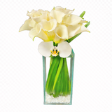 AFM 220-1 White Calla Lily & Orchid Glass Vase Floral Arrangement