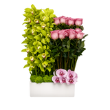 AFM225-1 Easter Garden Orchid & Rose Centerpiece Vase w/ Same Day Flower Delivery, Miami
