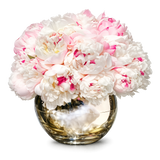 AFV 265-2 Blush Peony Bouquet In Gold Glass Bowl Vase