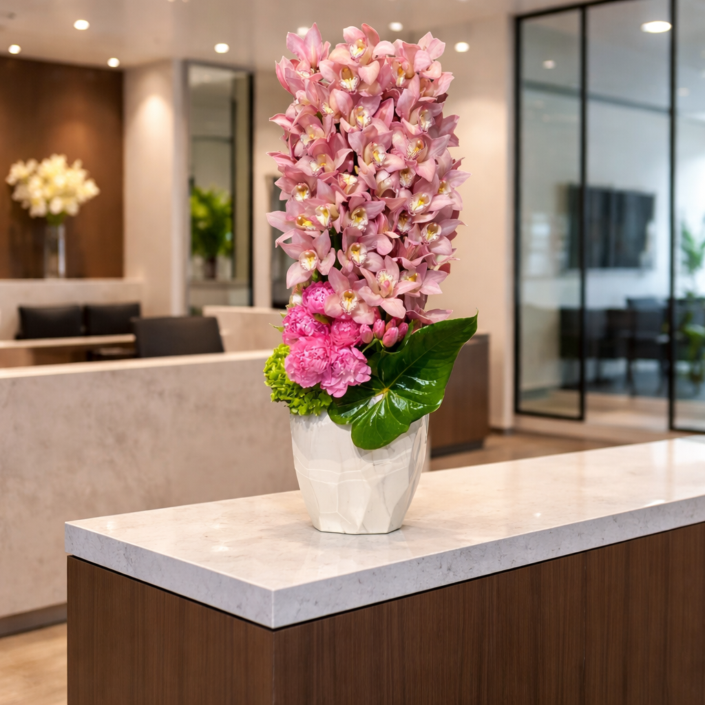 AFV 300-2 Blush Pink Orchid in White Ceramic Vase – Delivery Miami Same Day