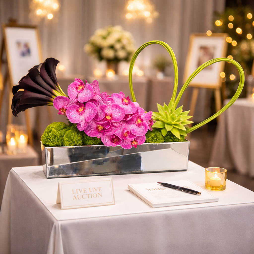 AFV 300-5 Modern Orchid And Calla Lily Floral Arrangement -  Delivery Miami Same Day
