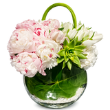 AFV 315-2 Peony, White Tulip & Succulent Floral Arrangement Delivery Miami Same Day