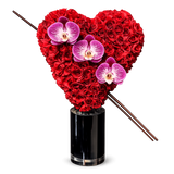 AFV 450-1  Luxury Heart-Shaped Red Roses & Orchids – Same Day Delivery Miami