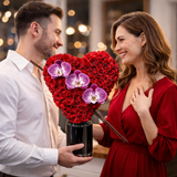 AFV 450-1  Luxury Heart-Shaped Red Roses & Orchids – Same Day Delivery Miami