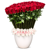 AFV 650-1 Luxury Red Roses & Cymbidium Orchids in Vase – Delivery Miami Same Day