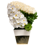 AF 400-6 White Orchids & Ivory Roses Vase – Same Day Flower Delivery Miami
