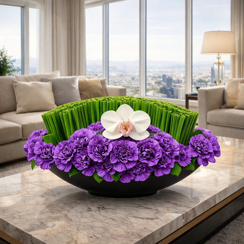 AFG 250-2 Modern Orchid & Carnation Designer Floral Arrangement