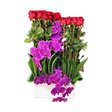 AFV 335-1 Red Roses And Purple Orchids Luxury Floral Arrangement