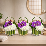 AFP 200-1 Triple Orchid Hydrangea & Tulips Glass Vase Set