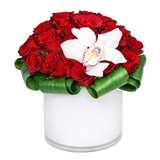 AFR 160-1 Red Rose And White Orchid Ceramic Vase Floral Arrangement