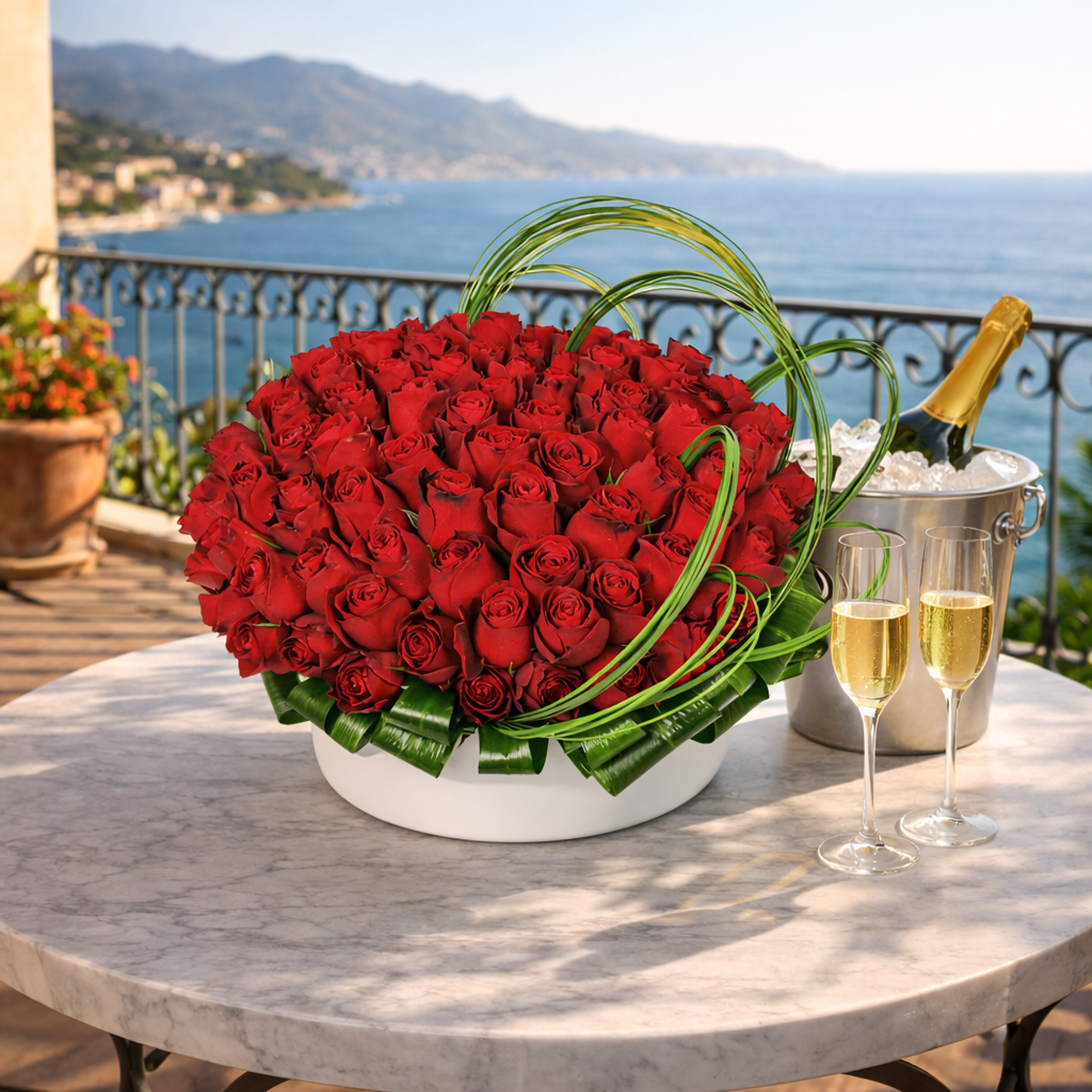 AFR 600-1 Red Rose Dome in Ceramic Vase – Delivery Miami Same Day